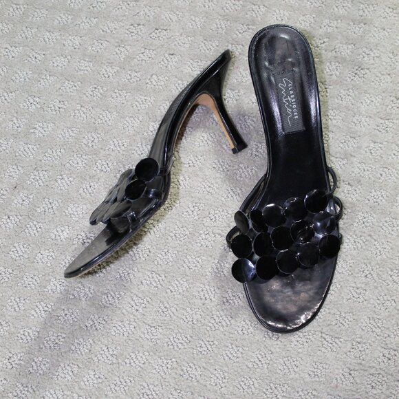 Classiques Entier Womens Sz 9.5M Black Patent Dot 3" Kitten Heels - Picture 1 of 6